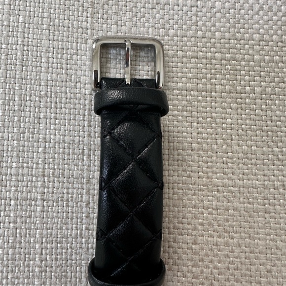 Kate Spade Metro Grand White Dial Quilted Black Leather Strap Watch- IYRU0125
